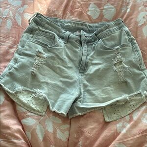 Justice Light Blue Distressed Jean Shorts